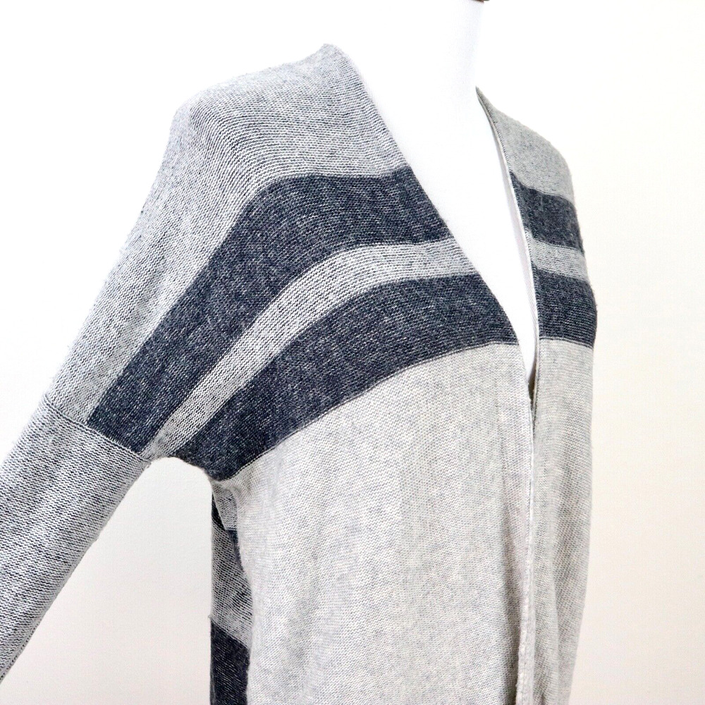 Lovestitch Size S Midi Cardigan Knit Sweater Wool Blend Stripe Grey - Picture 7 of 9
